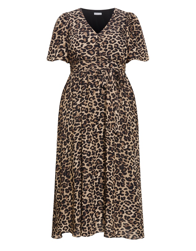 City Chic - Plus size Felicity Leopard Print Maxi Dress - chocolate