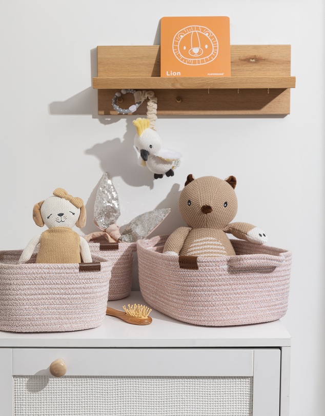 Living Textiles - 3 Pc Cotton Rope Storage Set - Pink