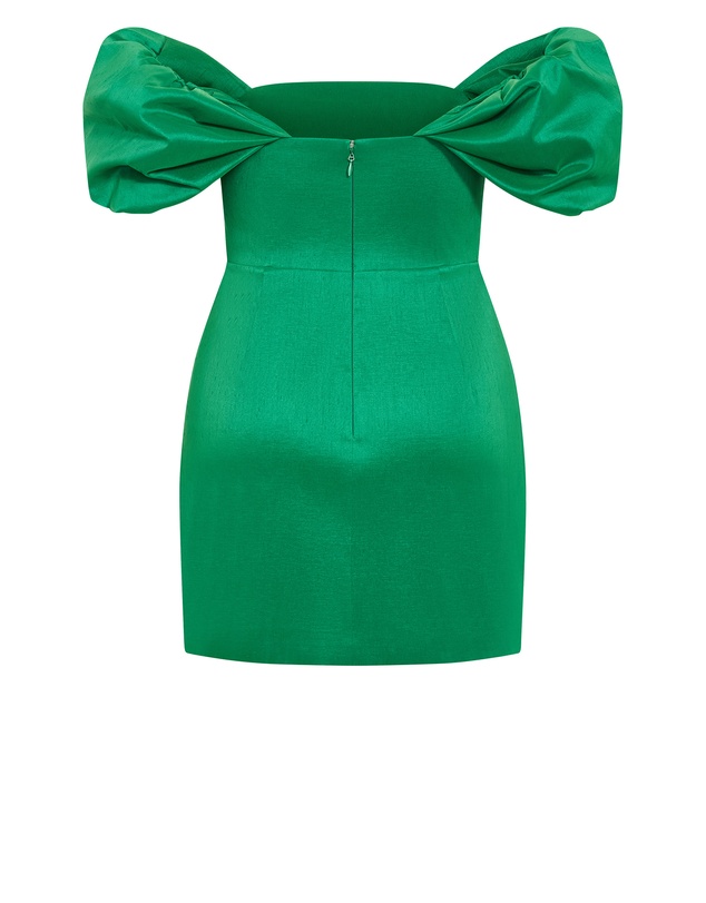 City Chic - Elyse Off Shoulder Mini Dress - kelly green