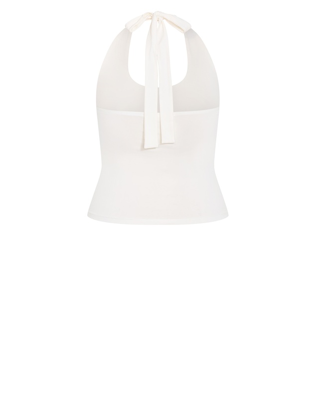 City Chic - Plus size Halter Neck Tie Top - ivory