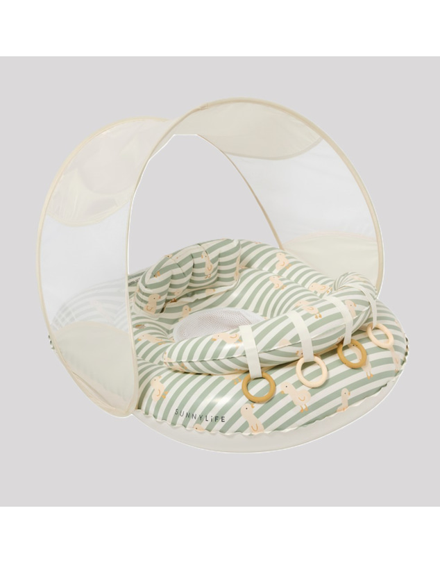 Sunnylife - Interactive Baby Float Duck - Sage Stripe