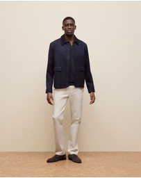 Trenery - Twill Pocket Detail Zip Jacket in Navy
