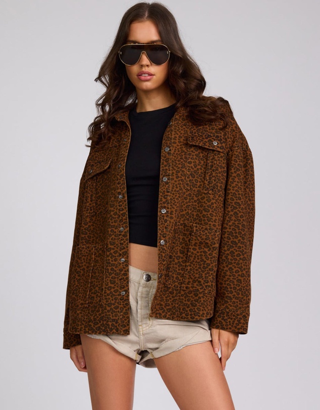 ONE TEASPOON - Longline Denim Jacket - Cheetah Print