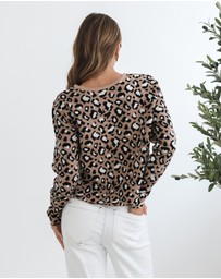 Esther & Co - Davia Cardigan - Camel Print