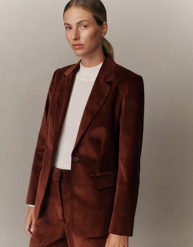 Trenery - Italian Cord Blazer in Red Mahogany
