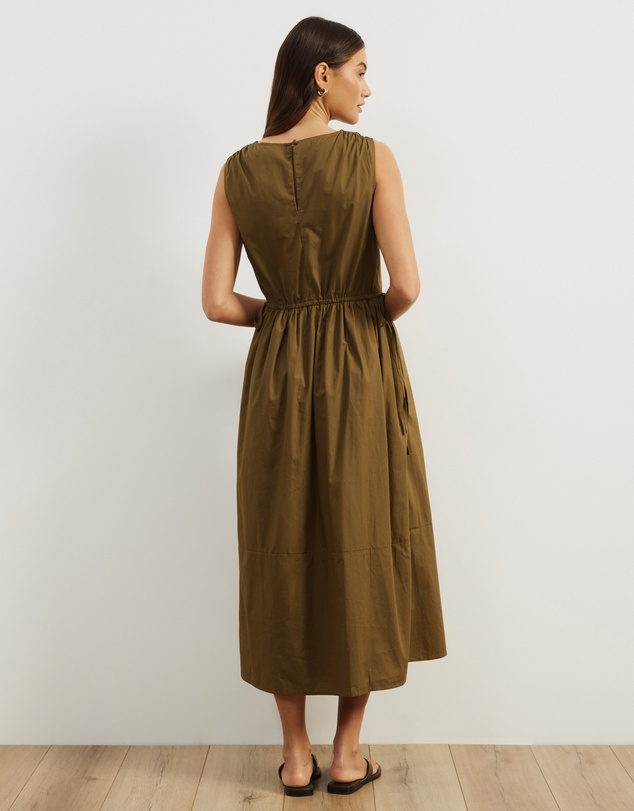 Atmos&Here - Cora Drawstring Poplin Midi Dress