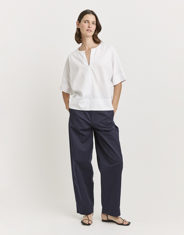Toorallie - Poplin Split Neck Top