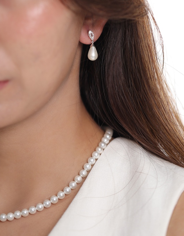 Elli Jewelry - Shell Pearl Zirconia Drop Earrings in 925 Silver