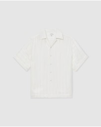 REISS - Melba SS Stripe Jacquard Cuban Shirt