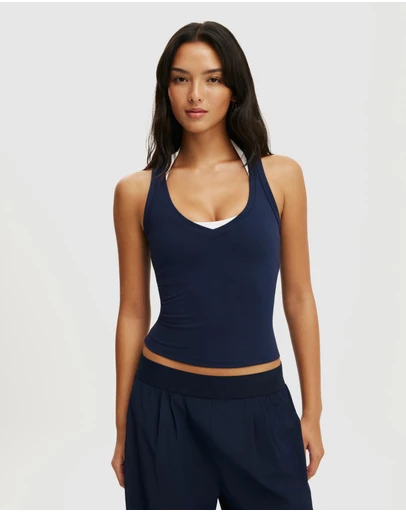 Cotton On Body Active - Ultra Soft Plunge Front Racer Tank
