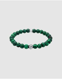 Kuzzoi - ICONIC EXCLUSIVE - Bracelet Synthetic Malachite Oxidized 925 Silver