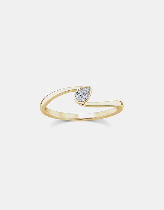 Zoe Olivia - 9K Gold Offset Pear Lab Grown Diamond Ring