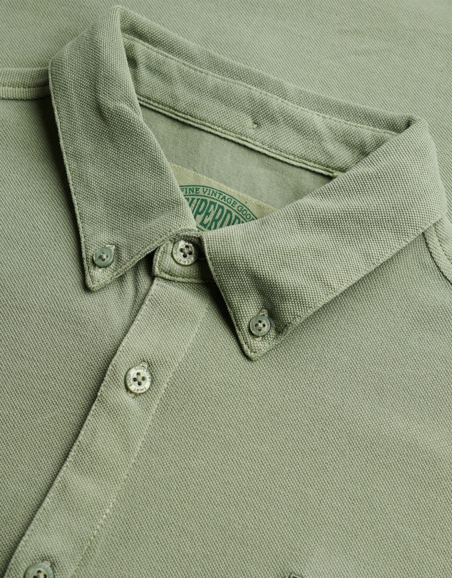 Superdry - Vintage Destroy Pique Long Sleeve Shirt