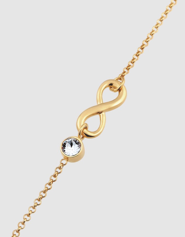 Elli Jewelry - Bracelet Women Infinity White Crystals 925 Sterling Silver Gold Plated