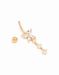 Lovisa - Gold Plated Titanium Cubic Zirconia Butterfly Drop Belly Bar