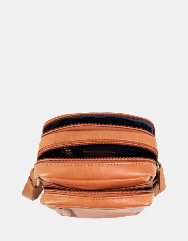 Pierre Cardin - Pierre Cardin Men's Leather Twin Zip Crossbody Bag