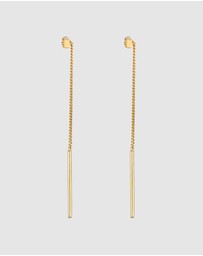 Elli Jewelry - Earrings Ear Hanger Bar Pull Through Trend with Zirconia Crystals in 925 Sterling Silver gold plated