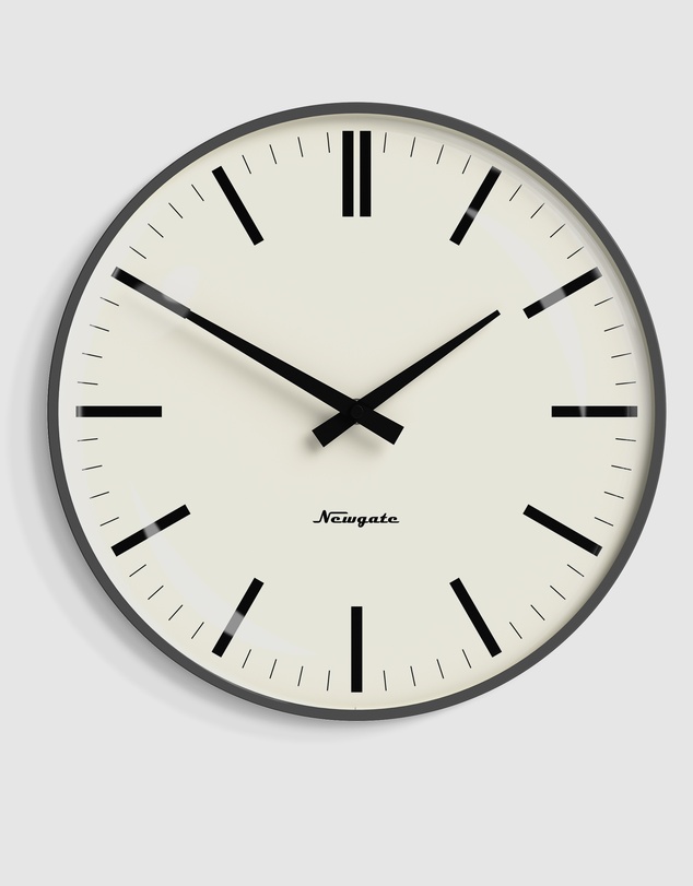 Newgate - Newgate Radio City Wall Clock Bold Black Marker Dial - Matte Blizzard Grey
