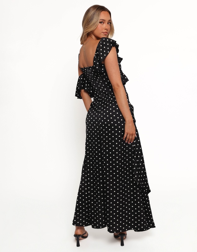Petal & Pup - Adelina Maxi Dress - Black Polka Dot