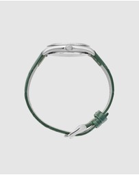 Maxum - Sydney - White Dial, Silver Tone Case & Green Leather Band