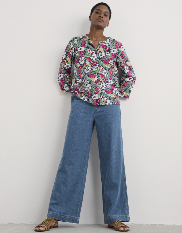 Seasalt - Seasalt Cornwall Multi Watercolour Sketch 3/4 Sleeve Top