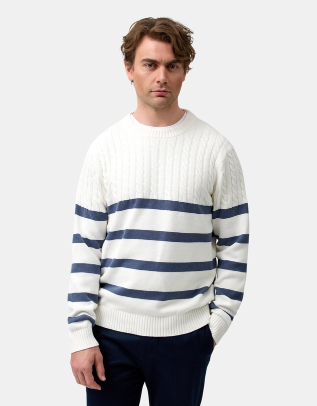Brooksfield - Crew Neck Knit Striped
