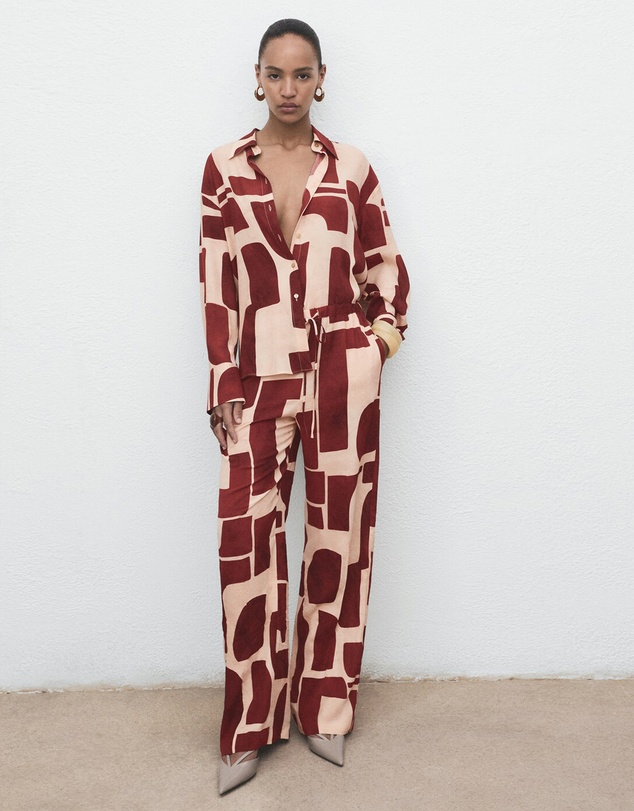 M.N.G - Fluid Trousers With Geometric Pattern