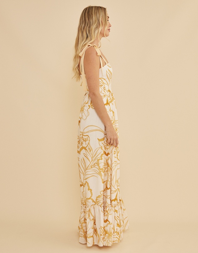 Amelius - Rosemallow Shoulder Tie Maxi Dress