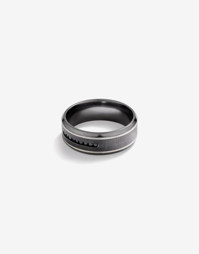 Michael Hill - 8mm Brushed Dome Wedding Band in Tantalum and 10kt White Gold