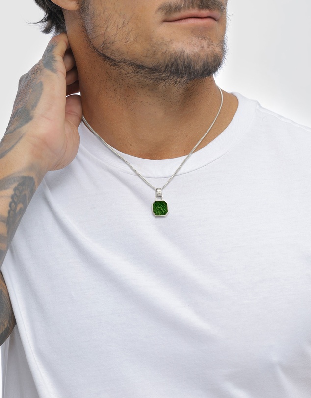 Kuzzoi - ICONIC EXCLUSIVE - Enamel Octagon Pendant Necklace in 925 Silver