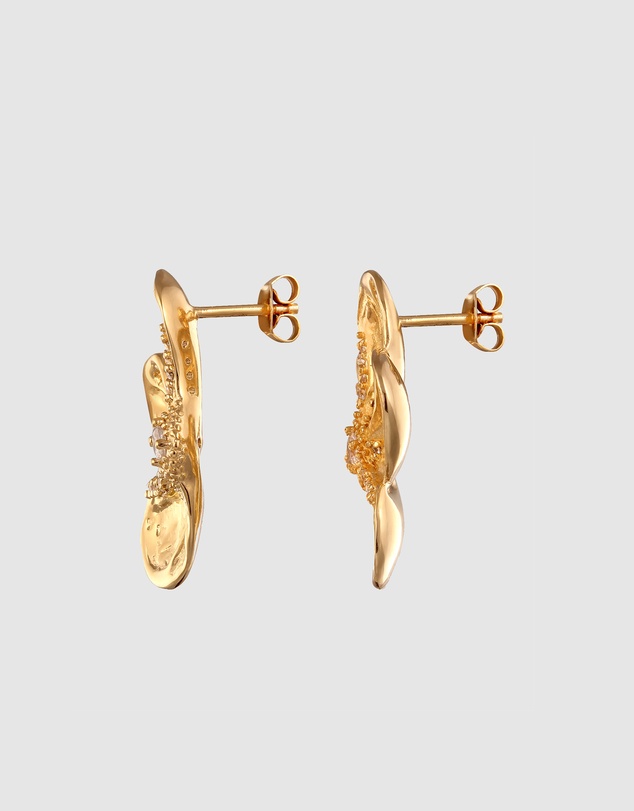 Elli Jewelry - Earrings Stud with Stone Flower Zirconia 925 Sterling Silver Gold-plated