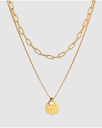 Elli Jewelry - Necklace Layer Plate Figaro 2-ply in 925 Sterling Silver Gold Plated