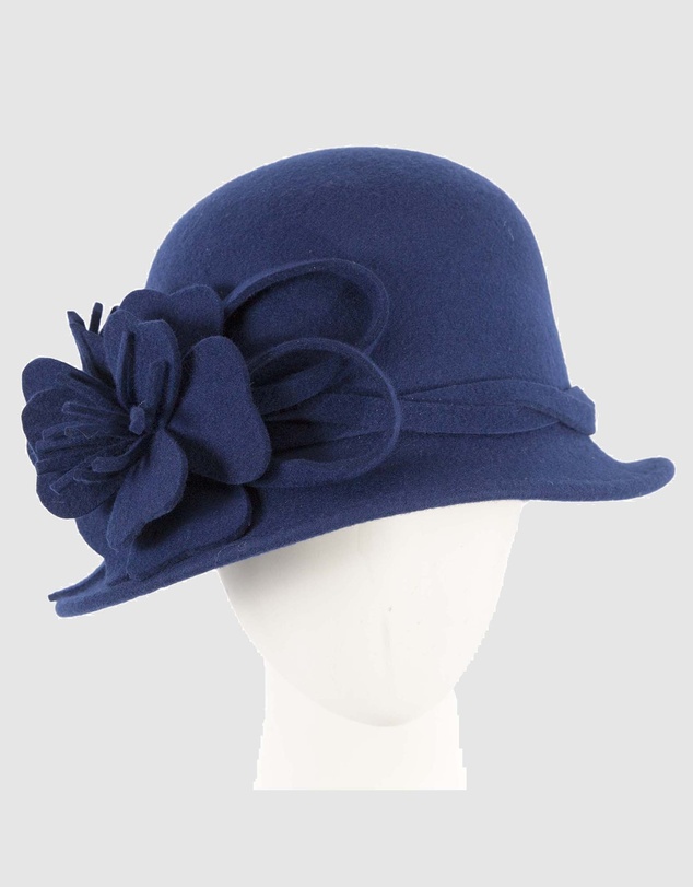 Max Alexander - Winter Felt Blue Cloche Hat