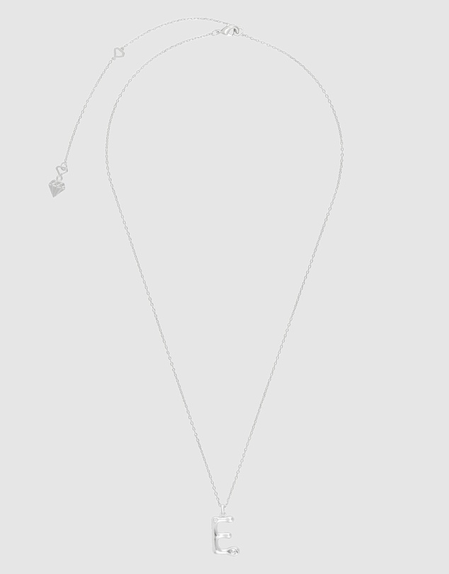 Wanderlust + Co - Alphabet Bubble Silver Necklace - Letter E