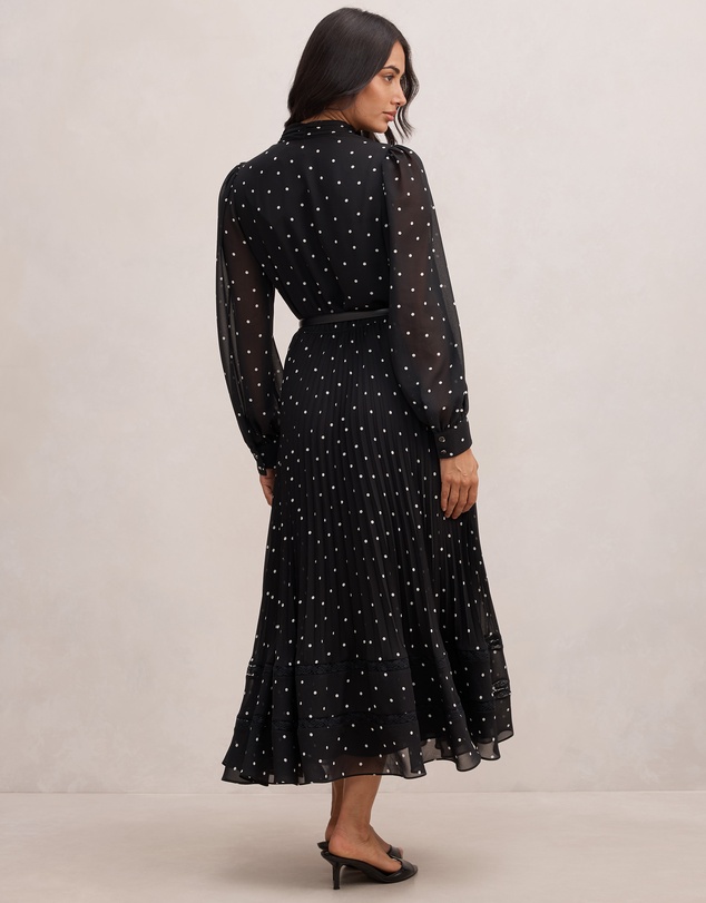 Forever New - Clara Pleated Lace Trim Midi Dress