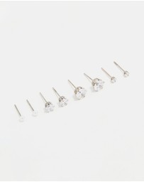 Lovisa - Waterproof Stainless Steel Cubic Zirconia & Pearl Stud Earrings 4-Pack
