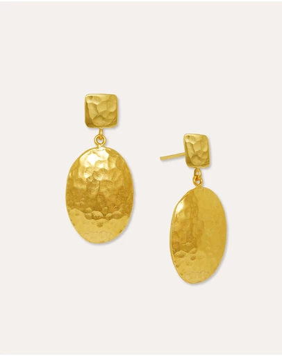 Ottoman Hands - Desiree Hammered Drop Stud Earrings