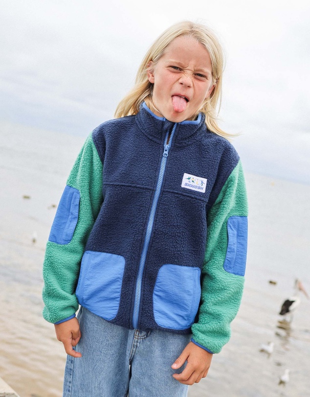 Skwosh - Skwosh Kids Polar Fleece Utility Jacket in Green/Blue