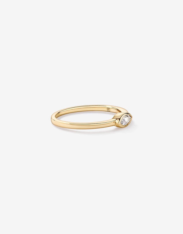 Michael Hill - Marquise Cut White Created Sapphire East-to-West Set Bezel Ring in 10kt Yellow Gold
