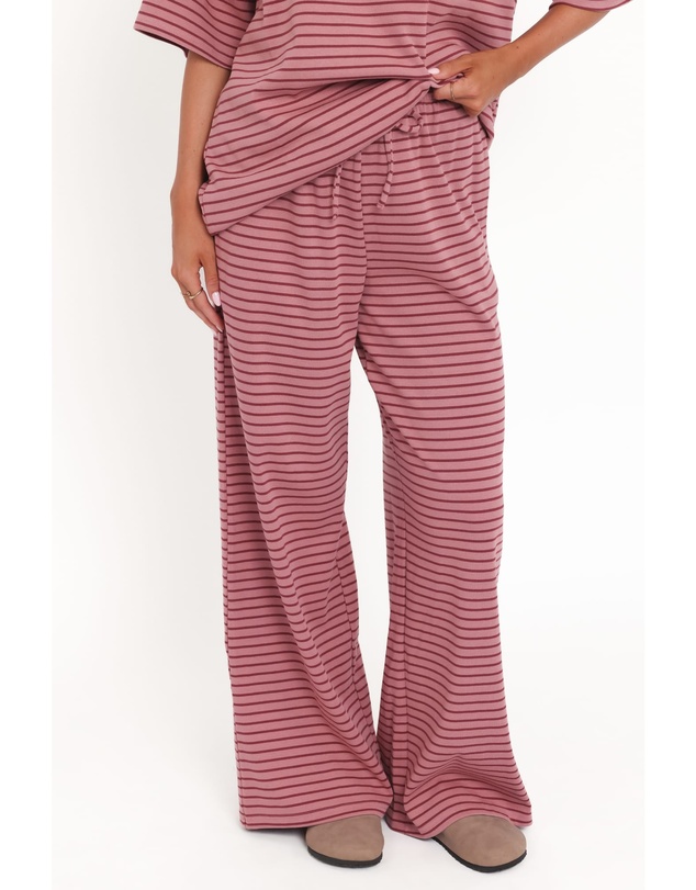 Petal & Pup - Wilda Knit Pant - Pink Red Stripe
