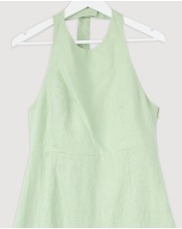 Revibe - Repaired AERE Waverly Halter Linen Midi Dress - AU 12