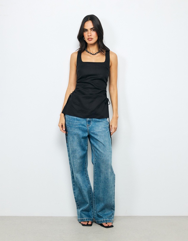 AERE - Mae Tie Side Linen Top