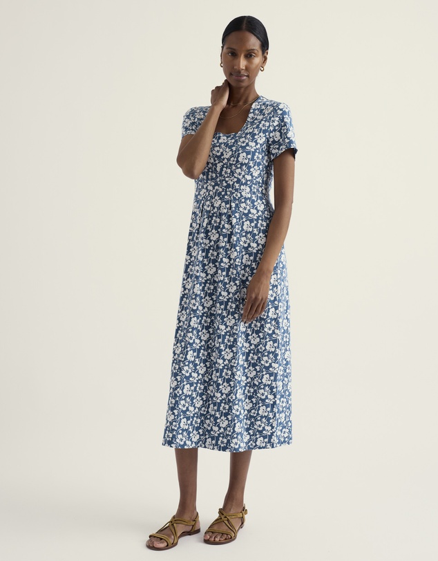 Seasalt - Seasalt Cornwall Blue Seed Packet Short Sleeve Midi Dress