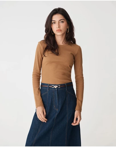Forcast - Devon Long Sleeve Rib Tee