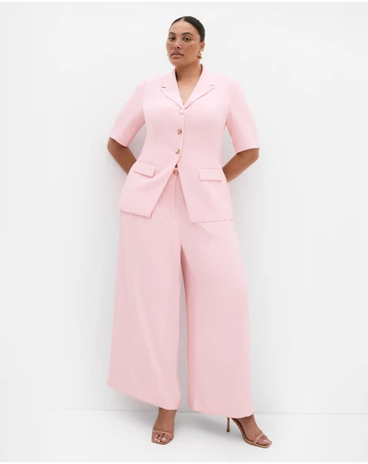 City Chic - Plus size Abbie Gold Hardware Wide Leg Pant - heavenly pink