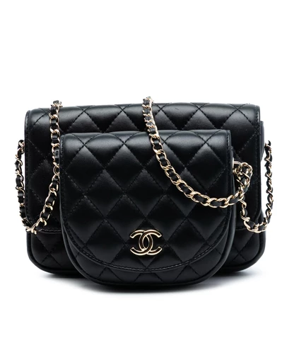 Pre-Loved by Azura Reborn - Pre-Loved CC Quilted Lambskin Side Packs Flap