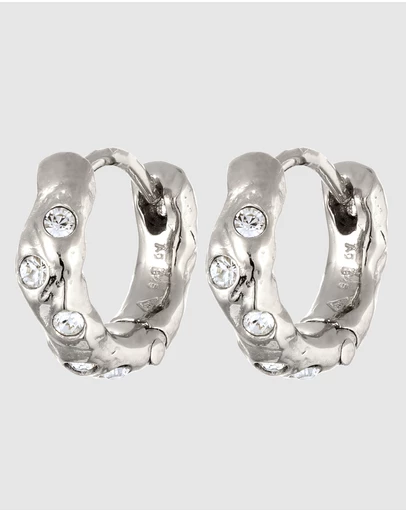 Elli Jewelry - Crystal Hoop Earrings in 925 Silver