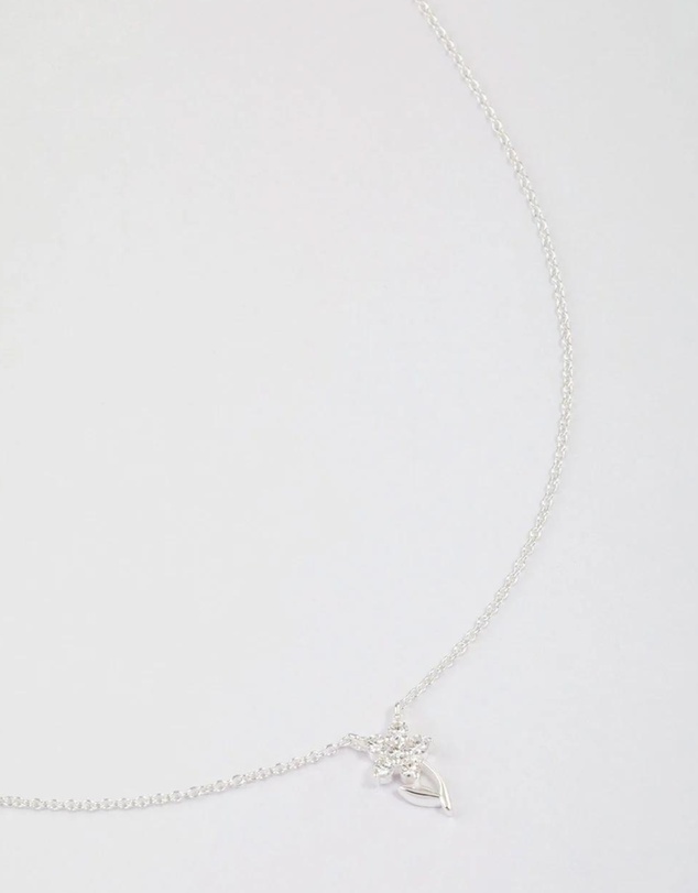 Lovisa - Sterling Silver Cubic Zirconia Stem Necklace