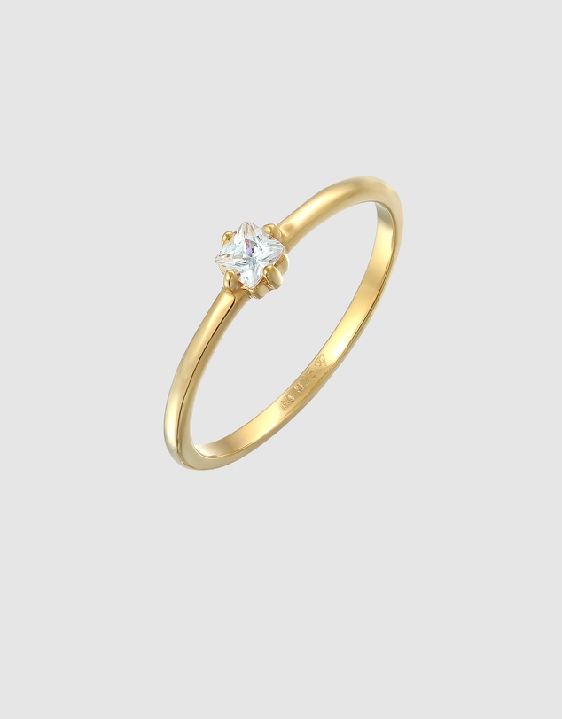 Elli Jewelry - Zirconia Engagement Ring in Gold-Plated 925 Silver