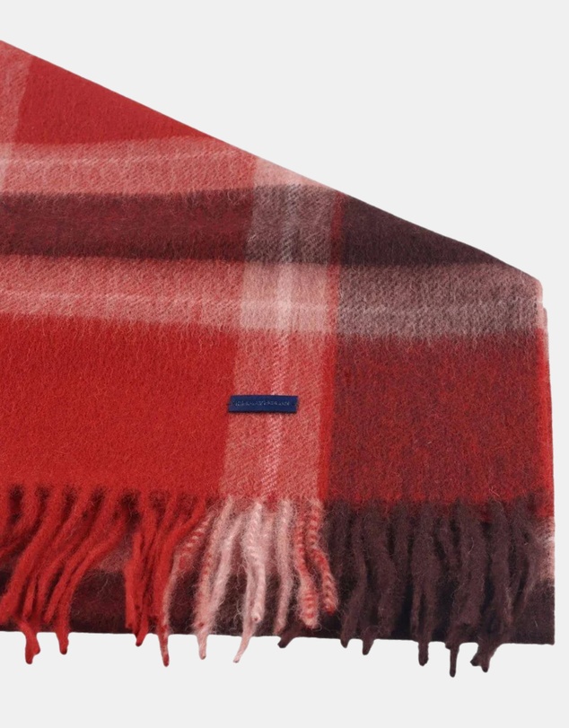 Henry Bucks - HENRY BUCKS Merino Wool Check Scarf RED MULTI